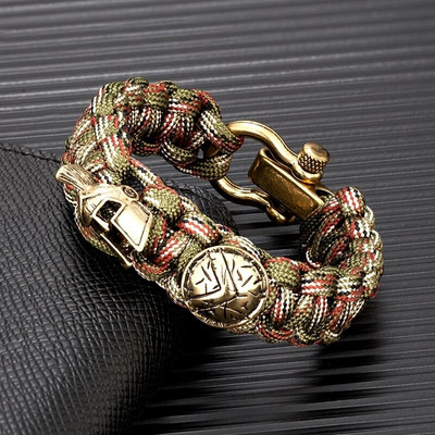 Norvēģijas vikingi Spartan Warrior Wrap Rokassprādzes Vīriešiem Regulējamas Važas Sprādzes Kempings Paracord roku darbs Vīriešu izdzīvošanas rotas Dāvanas