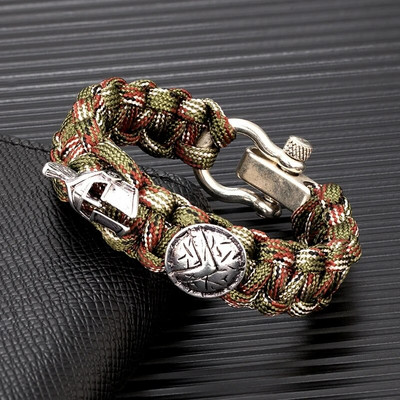 Norvēģijas vikingi Spartan Warrior Wrap Rokassprādzes Vīriešiem Regulējamas Važas Sprādzes Kempings Paracord roku darbs Vīriešu izdzīvošanas rotas Dāvanas