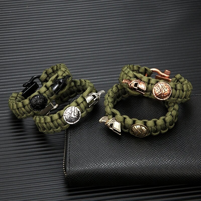 Norvēģijas vikingi Spartan Warrior Wrap Rokassprādzes Vīriešiem Regulējamas Važas Sprādzes Kempings Paracord roku darbs Vīriešu izdzīvošanas rotas Dāvanas