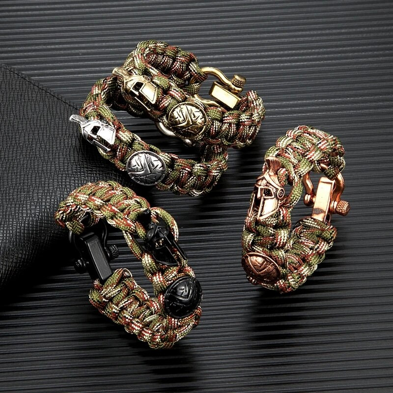 Norvēģijas vikingi Spartan Warrior Wrap Rokassprādzes Vīriešiem Regulējamas Važas Sprādzes Kempings Paracord roku darbs Vīriešu izdzīvošanas rotas Dāvanas