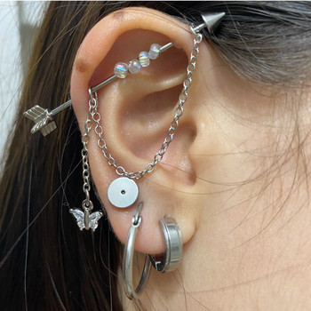 Βιομηχανικό τρύπημα πεταλούδας για γυναίκες Industrial barbell δαχτυλίδι αυτί Barbell Stud χόνδρινο σκουλαρίκι Unisex Body piercing κοσμήματα