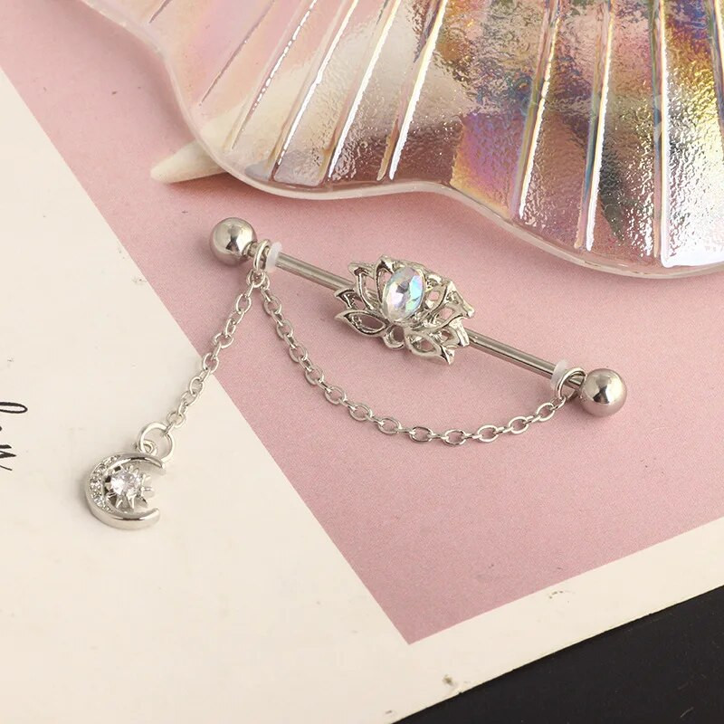 Tauriņu rūpnieciskais pīrsings sievietēm rūpnieciskais stienis gredzens auss stienis skrimšļa auskars unisex ķermeņa pīrsings rotaslietas