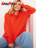 Női téli, garbós pulóver, nagyméretű, fehér zöld pulóver, vintage női pulóver, tömör, meleg kötött, puha női pulóver, 2023