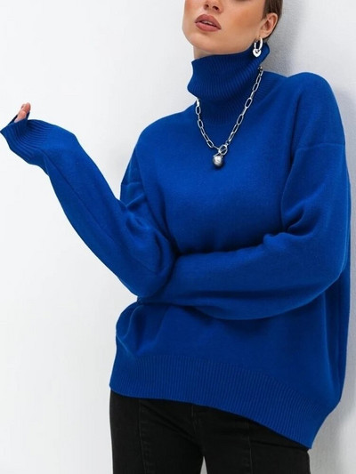 Női téli, garbós pulóver, nagyméretű, fehér zöld pulóver, vintage női pulóver, tömör, meleg kötött, puha női pulóver, 2023