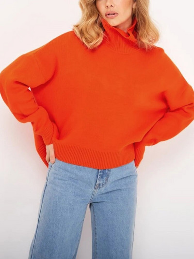 Női téli, garbós pulóver, nagyméretű, fehér zöld pulóver, vintage női pulóver, tömör, meleg kötött, puha női pulóver, 2023