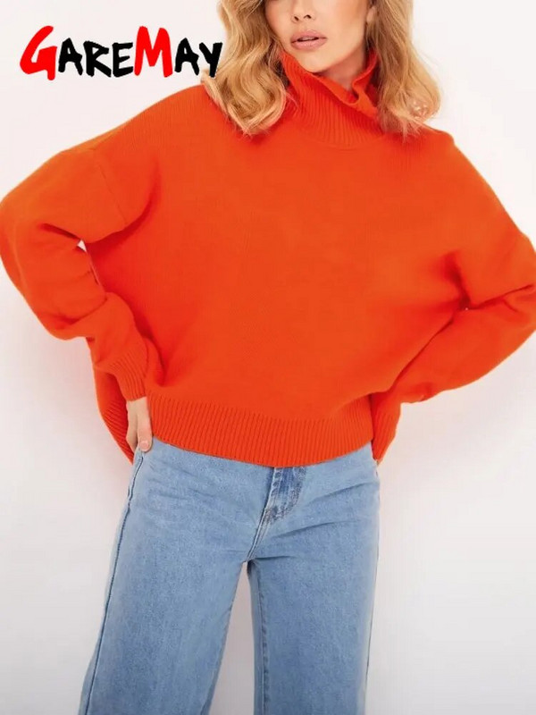 Női téli, garbós pulóver, nagyméretű, fehér zöld pulóver, vintage női pulóver, tömör, meleg kötött, puha női pulóver, 2023