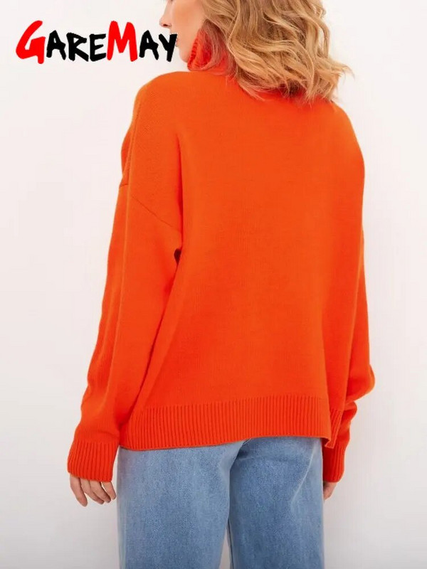 Női téli, garbós pulóver, nagyméretű, fehér zöld pulóver, vintage női pulóver, tömör, meleg kötött, puha női pulóver, 2023