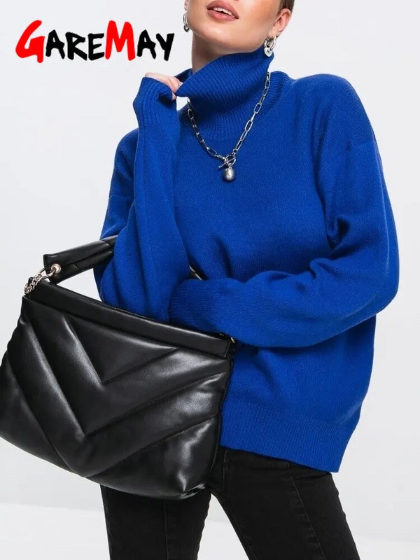 Női téli, garbós pulóver, nagyméretű, fehér zöld pulóver, vintage női pulóver, tömör, meleg kötött, puha női pulóver, 2023