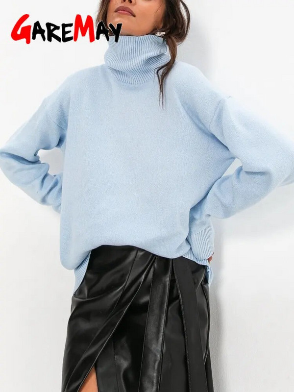 Női téli, garbós pulóver, nagyméretű, fehér zöld pulóver, vintage női pulóver, tömör, meleg kötött, puha női pulóver, 2023