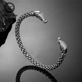 Πανκ ανοξείδωτα Viking Dragon Ανδρικά βραχιόλια Gun Black Norse Runes Μανικετόκουμπα βραχιόλια σκανδιναβικά κοσμήματα Vintage ανδρικά δώρα