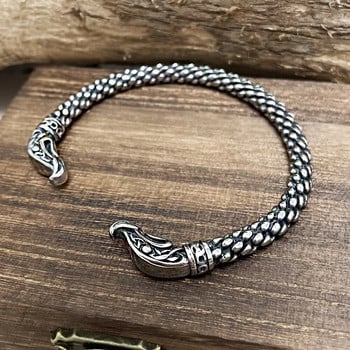 Πανκ ανοξείδωτα Viking Dragon Ανδρικά βραχιόλια Gun Black Norse Runes Μανικετόκουμπα βραχιόλια σκανδιναβικά κοσμήματα Vintage ανδρικά δώρα