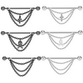 1 gab Cross Skull Kulonu rūpnieciskais pīrsings sievietēm ar stieņa auskaru 316L Ķirurģiska tērauda garas ķēdes ausu pīrsings ķermeņa rotaslietas