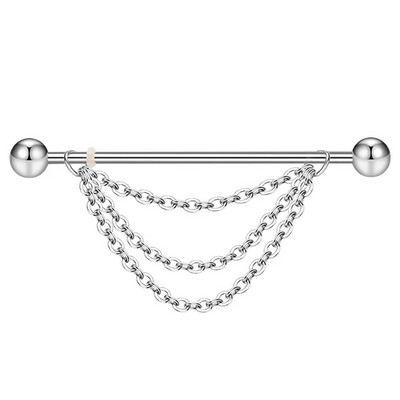 1 gab Cross Skull Kulonu rūpnieciskais pīrsings sievietēm ar stieņa auskaru 316L Ķirurģiska tērauda garas ķēdes ausu pīrsings ķermeņa rotaslietas