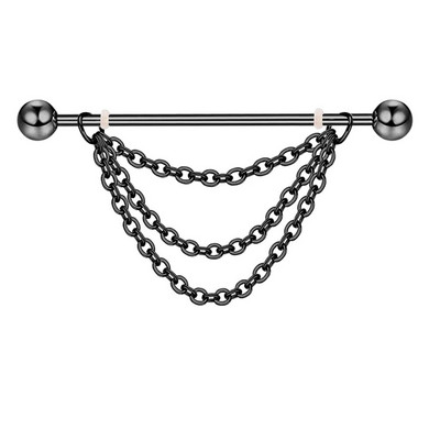 1 gab Cross Skull Kulonu rūpnieciskais pīrsings sievietēm ar stieņa auskaru 316L Ķirurģiska tērauda garas ķēdes ausu pīrsings ķermeņa rotaslietas