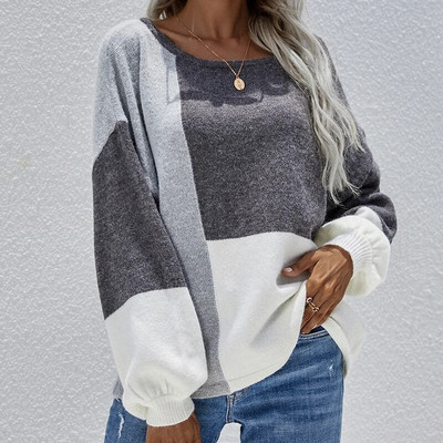 Ženski džemperi dugih rukava 2023, široki, jesen-zimski, prugasti pulover Ženski vintage pulover preko veličine, pleteni 2023