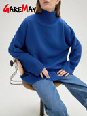 Vastag női oversize pulóver garbó zöld vintage barna laza meleg pulóverek kötött felsők téli őszi női pulóver