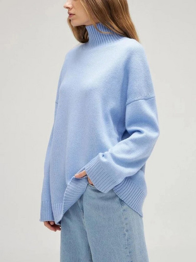 Vastag női oversize pulóver garbó zöld vintage barna laza meleg pulóverek kötött felsők téli őszi női pulóver