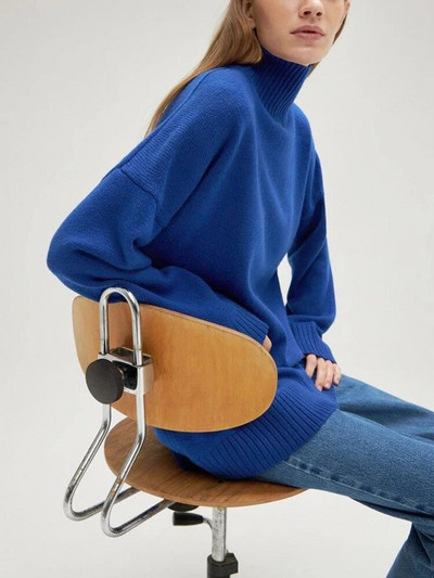 Vastag női oversize pulóver garbó zöld vintage barna laza meleg pulóverek kötött felsők téli őszi női pulóver