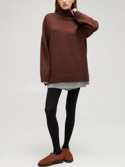 Vastag női oversize pulóver garbó zöld vintage barna laza meleg pulóverek kötött felsők téli őszi női pulóver