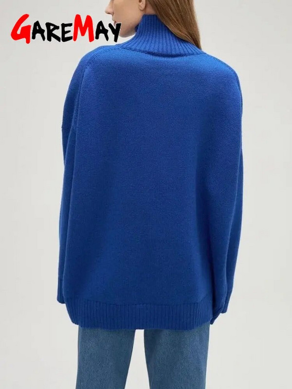 Vastag női oversize pulóver garbó zöld vintage barna laza meleg pulóverek kötött felsők téli őszi női pulóver