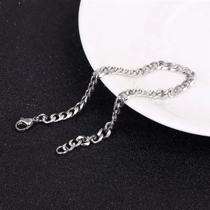 Novi stil 3/5/7 mm narukvice od nehrđajućeg čelika za muškarce Punk Curb Cuban Link Chain narukvice Hiphop Trendy nakit za zapešće Poklon