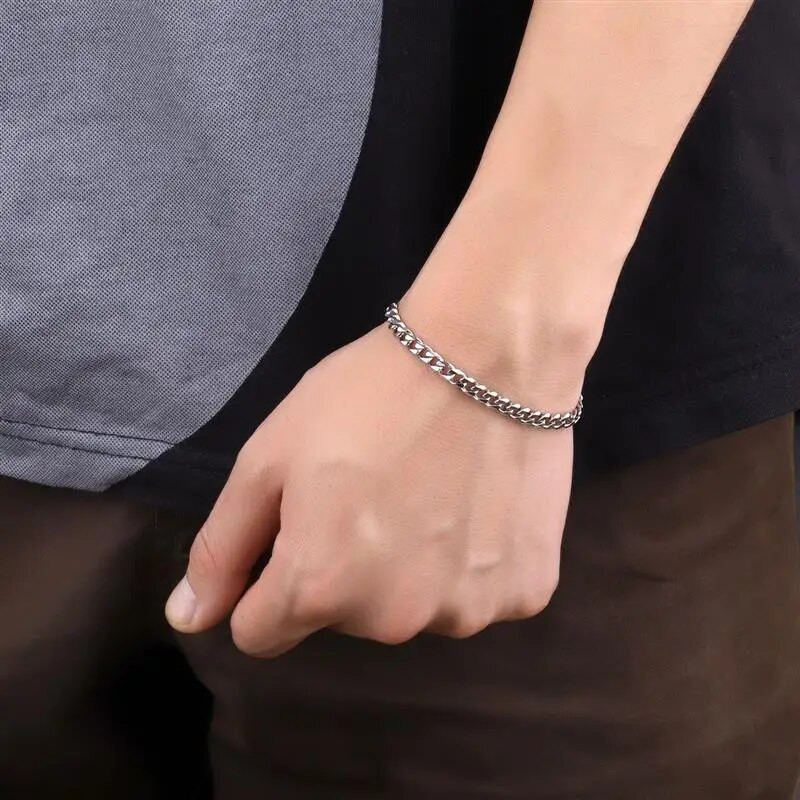 Novi stil 3/5/7 mm narukvice od nehrđajućeg čelika za muškarce Punk Curb Cuban Link Chain narukvice Hiphop Trendy nakit za zapešće Poklon