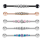 1PC rūpnieciskais pīrsings auskars sievietēm skrimšļa rūpnieciskā stienis spirālveida auss pīrsings cirkons nerūsējošā tērauda ķermeņa rotaslietas