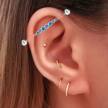 1PC Industrial Piercing Earring for Women Cartilage Industrial Barbell Helix Ear Piercing Ζιργκόν Κόσμημα σώματος από ανοξείδωτο ατσάλι