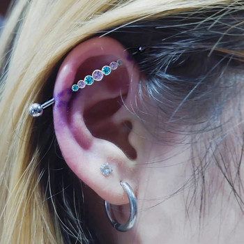 1PC Industrial Piercing Earring for Women Cartilage Industrial Barbell Helix Ear Piercing Ζιργκόν Κόσμημα σώματος από ανοξείδωτο ατσάλι