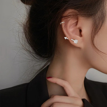 Leaf Arrow Ζιργκόν Long Dipper Ear Hook Clip σε γυναικεία σκουλαρίκια Κρυστάλλινα κορεάτικα σκουλαρίκια αναρρίχησης με καρφιά Σκουλαρίκια με λοβό Piercing