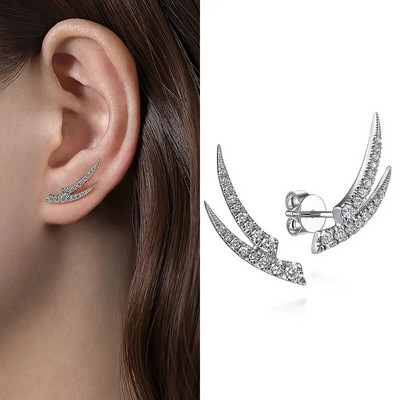 Lapu bultiņa Cirkona garais auss āķa klips uz auskari sievietēm Korejas kristāla kāpšanas auskari daivu pīrsings rotaslietas