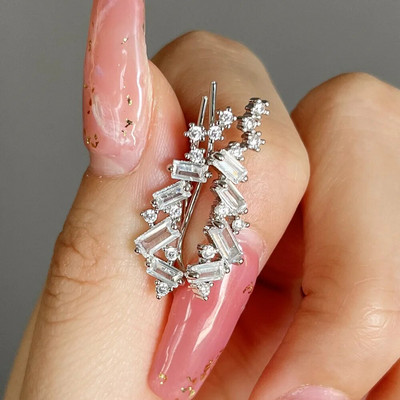 Lapu bultiņa Cirkona garais auss āķa klips uz auskari sievietēm Korejas kristāla kāpšanas auskari daivu pīrsings rotaslietas