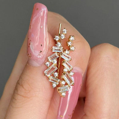 Lapu bultiņa Cirkona garais auss āķa klips uz auskari sievietēm Korejas kristāla kāpšanas auskari daivu pīrsings rotaslietas