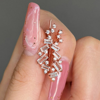 Lapu bultiņa Cirkona garais auss āķa klips uz auskari sievietēm Korejas kristāla kāpšanas auskari daivu pīrsings rotaslietas