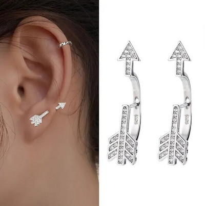 Lapu bultiņa Cirkona garais auss āķa klips uz auskari sievietēm Korejas kristāla kāpšanas auskari daivu pīrsings rotaslietas