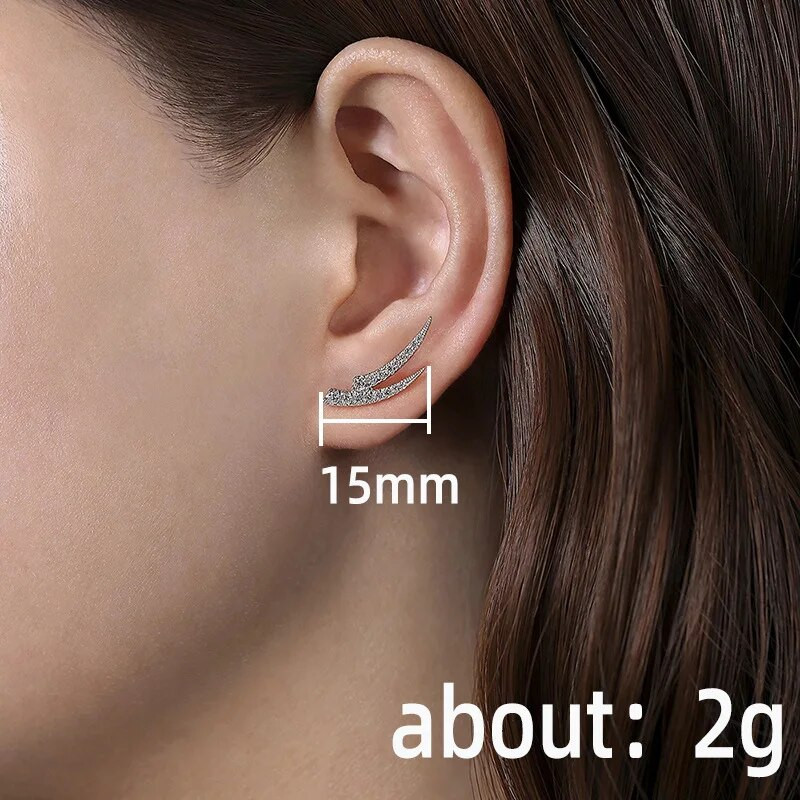 Lapu bultiņa Cirkona garais auss āķa klips uz auskari sievietēm Korejas kristāla kāpšanas auskari daivu pīrsings rotaslietas