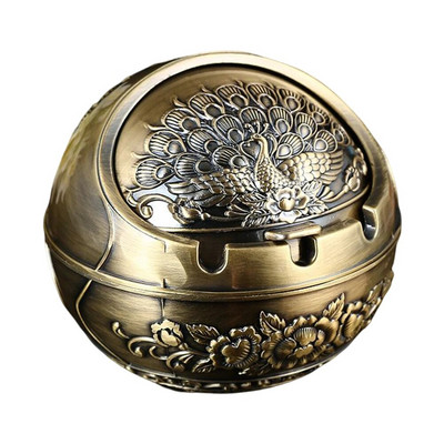 Neperpučiama nuo vėjo peleninė su atverčiamu dangteliu Vintage nuo vėjo nepraleidžianti peleninė, apsauganti nuo kritimo nešiojamų cigarečių peleninė Prabangi dovana moterims, rūkantiems vyrams