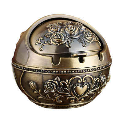 Neperpučiama nuo vėjo peleninė su atverčiamu dangteliu Vintage nuo vėjo nepraleidžianti peleninė, apsauganti nuo kritimo nešiojamų cigarečių peleninė Prabangi dovana moterims, rūkantiems vyrams