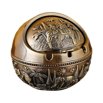 Neperpučiama nuo vėjo peleninė su atverčiamu dangteliu Vintage nuo vėjo nepraleidžianti peleninė, apsauganti nuo kritimo nešiojamų cigarečių peleninė Prabangi dovana moterims, rūkantiems vyrams