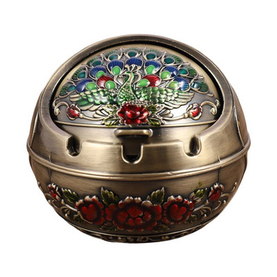 Neperpučiama nuo vėjo peleninė su atverčiamu dangteliu Vintage nuo vėjo nepraleidžianti peleninė, apsauganti nuo kritimo nešiojamų cigarečių peleninė Prabangi dovana moterims, rūkantiems vyrams