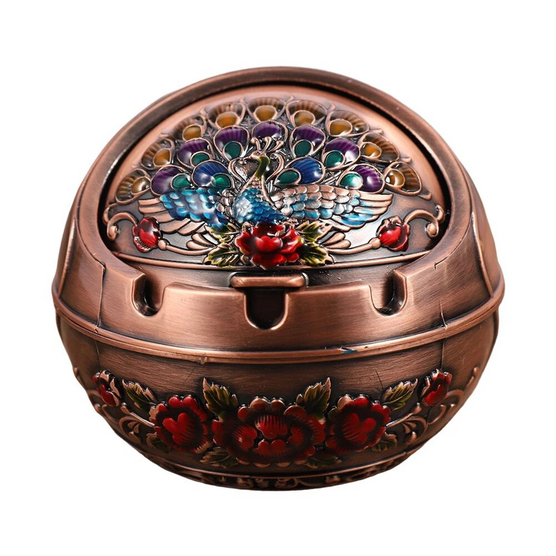 Neperpučiama nuo vėjo peleninė su atverčiamu dangteliu Vintage nuo vėjo nepraleidžianti peleninė, apsauganti nuo kritimo nešiojamų cigarečių peleninė Prabangi dovana moterims, rūkantiems vyrams