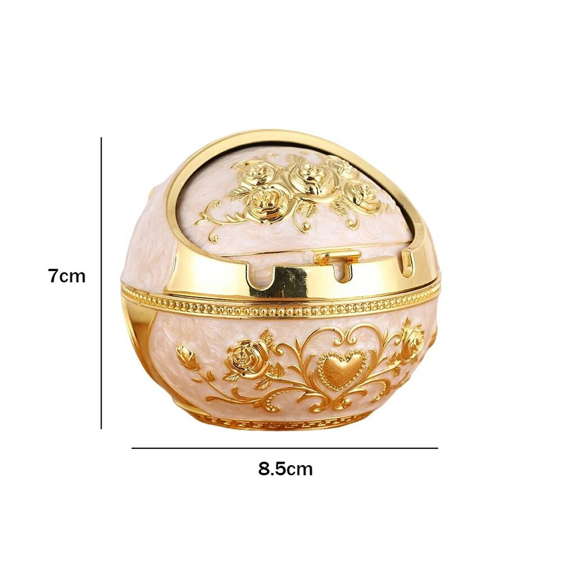 Neperpučiama nuo vėjo peleninė su atverčiamu dangteliu Vintage nuo vėjo nepraleidžianti peleninė, apsauganti nuo kritimo nešiojamų cigarečių peleninė Prabangi dovana moterims, rūkantiems vyrams