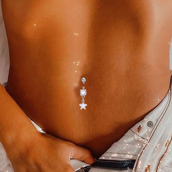 1 τμχ σέξι δαχτυλίδια με κοιλιά για γυναίκες Star Heart από ανοξείδωτο ατσάλι Zircon Navel Piercing Beach Bikini Αξεσουάρ Belly Piercing