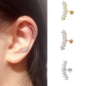 Crystal Snug σκουλαρίκια για γυναίκες Helix Piercing Κορεάτικο στυλ Τάση αναρρίχησης χόνδρου Ear Stud Piercing Κοσμήματα από ανοξείδωτο ατσάλι