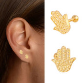 1 τμχ Σκουλαρίκι τρυπήματος αυτιού σε σχήμα παλάμης για γυναίκες Εξατομικευμένο χρυσό χρώμα Labret Lip Piercing Κόσμημα λοβού αυτιού από ανοξείδωτο ατσάλι