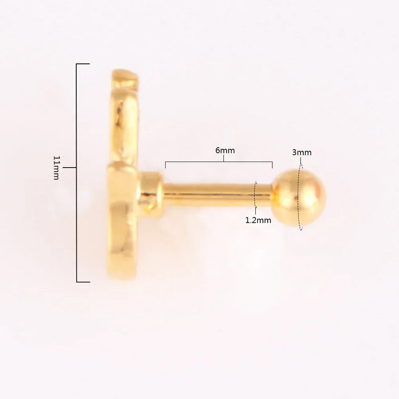 1 τμχ Σκουλαρίκι τρυπήματος αυτιού σε σχήμα παλάμης για γυναίκες Εξατομικευμένο χρυσό χρώμα Labret Lip Piercing Κόσμημα λοβού αυτιού από ανοξείδωτο ατσάλι