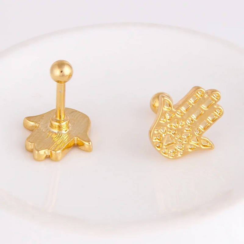 1 τμχ Σκουλαρίκι τρυπήματος αυτιού σε σχήμα παλάμης για γυναίκες Εξατομικευμένο χρυσό χρώμα Labret Lip Piercing Κόσμημα λοβού αυτιού από ανοξείδωτο ατσάλι