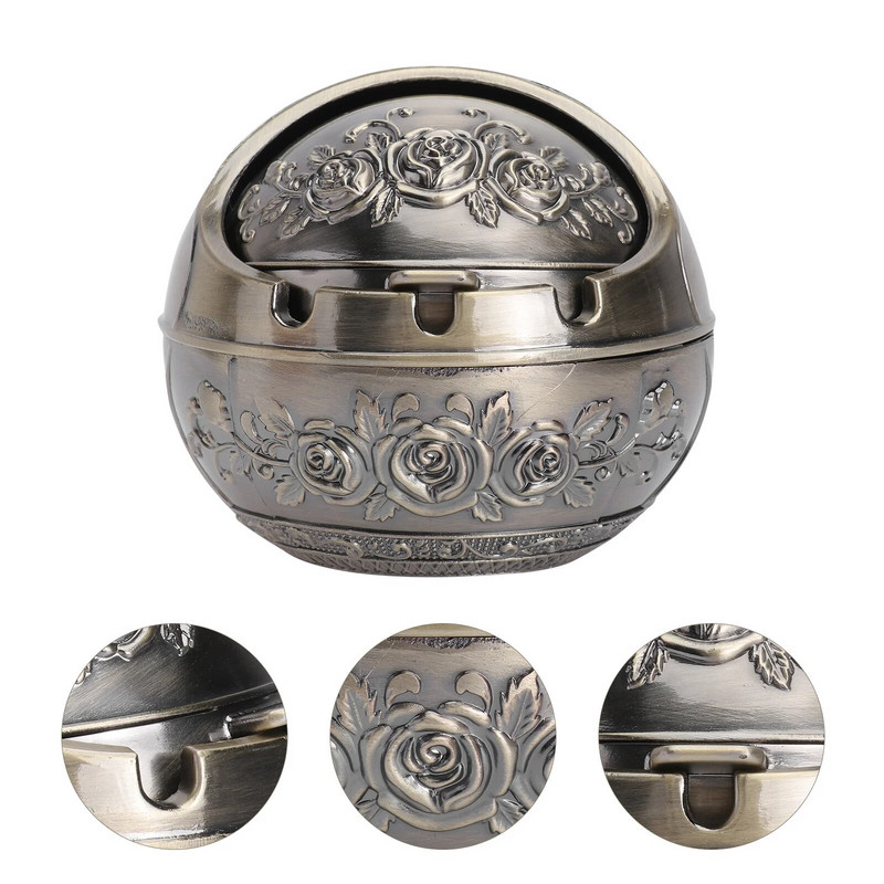 Hamutartó hamu kültéri hamutartók tartó tálca fedél szélálló dekoratív vicces állvány füstmentes beltéri fém vas Vintage tűzálló hűvös