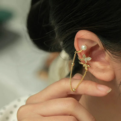 Kpop INS garās pušķu ķēdes auss saspraudes auskars sievietēm 1 gab Skrimšļa auss aproces viltus gliemežnīcas pīrsings auss korejiešu modes rotaslietas