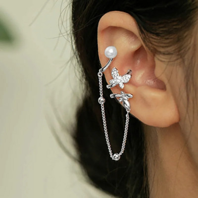 Kpop INS garās pušķu ķēdes auss saspraudes auskars sievietēm 1 gab Skrimšļa auss aproces viltus gliemežnīcas pīrsings auss korejiešu modes rotaslietas